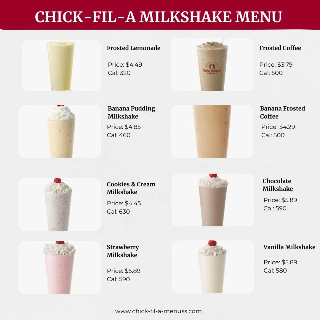 Chick-fil-A Milkshake Menu